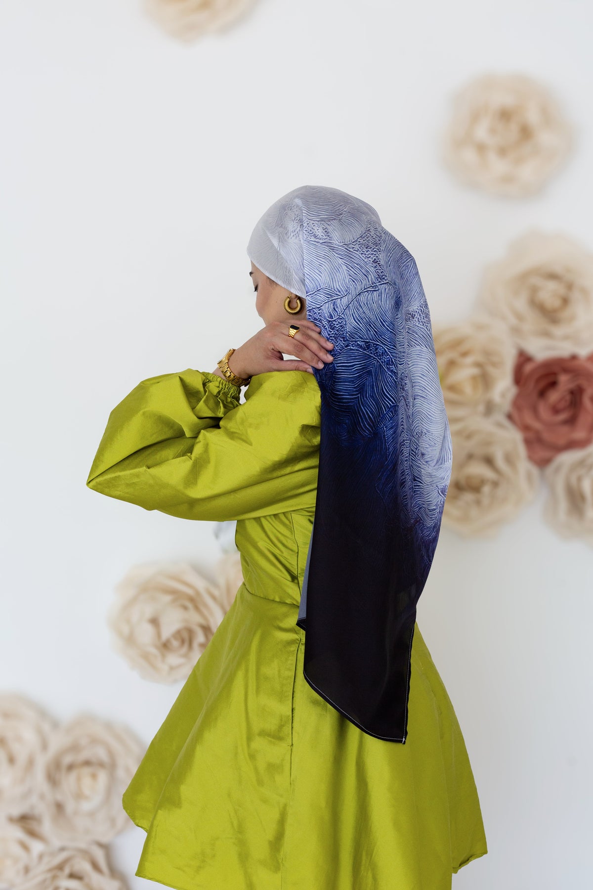 Blue Exhale - Original Artist-Designed Satin Scarf