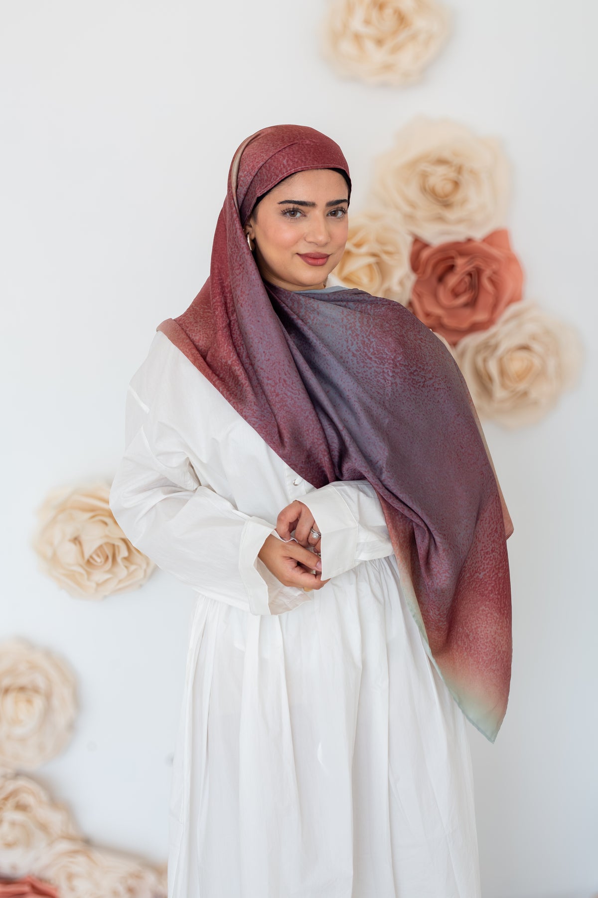 Where Gravel Meets Rose — Original Artist-Designed Satin Scarf