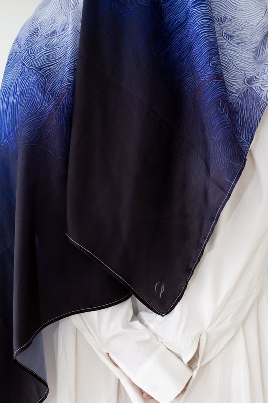 Blue Exhale - Original Artist-Designed Satin Scarf