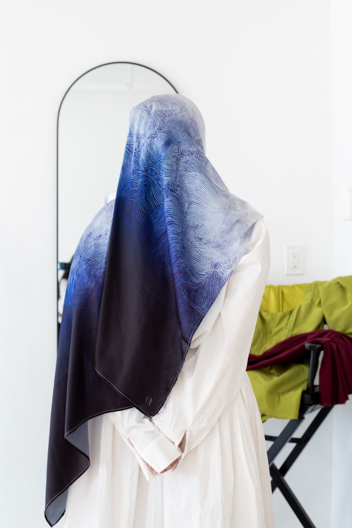 Blue Exhale - Original Artist-Designed Satin Scarf